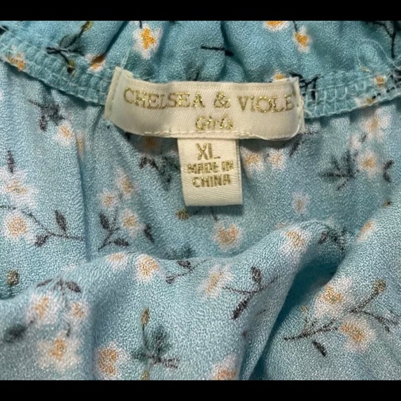 Chelsea & Violet Crop Tank Blouse Girls XL Lt Blue Ruffle around top NWT. $34 - Picture 3 of 5